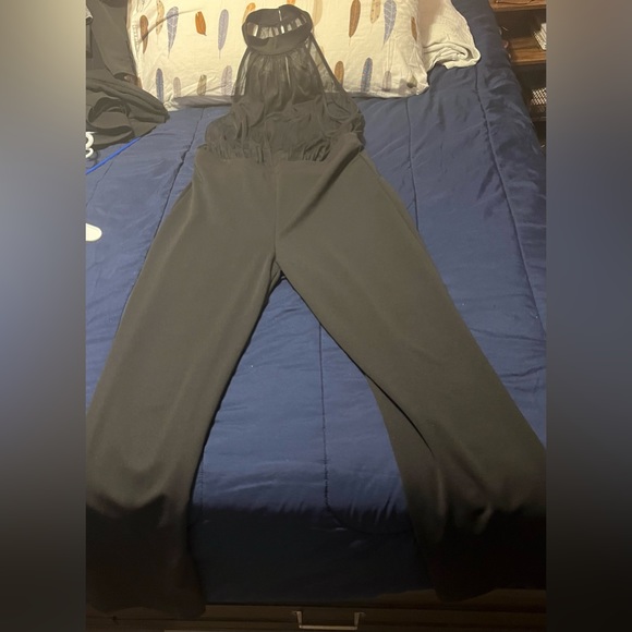 Fashion Nova Pants - Black romper with a sheer top.